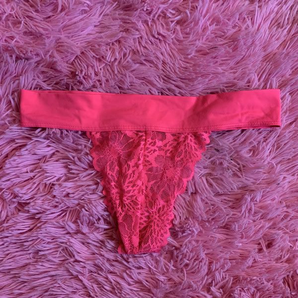 Bright Pink Lace Thong