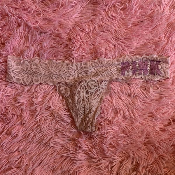 PINK Pink Flower Lace Thong